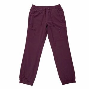 Eddie Bauer Womens 8 Plum Fleece Lined Cargo Jogger Pant Zip Pocket Outdoor Warm